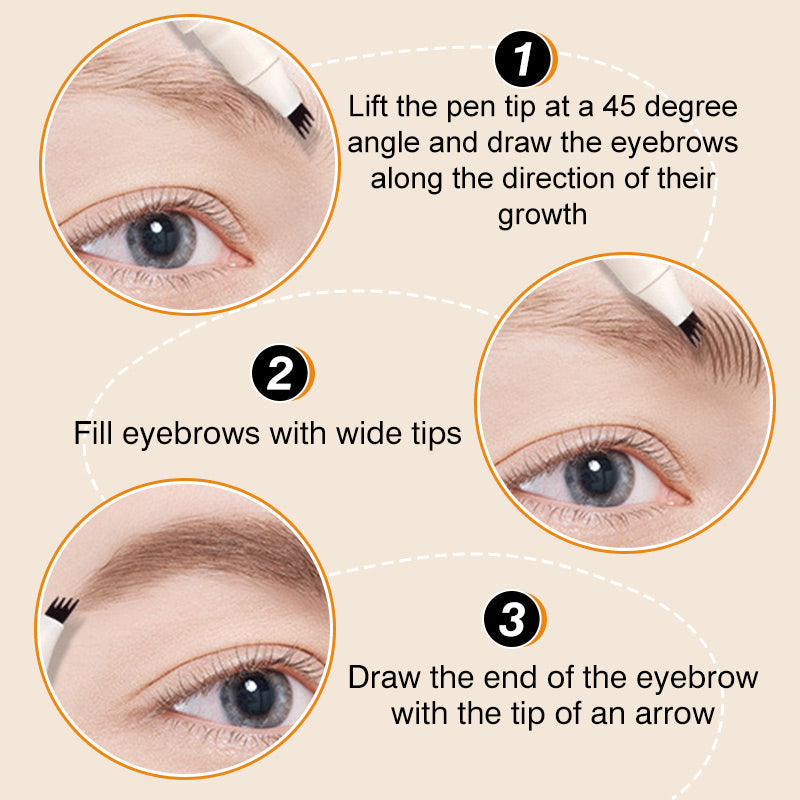 4 Fork Tip Waterproof Liquid Eyebrow Pen