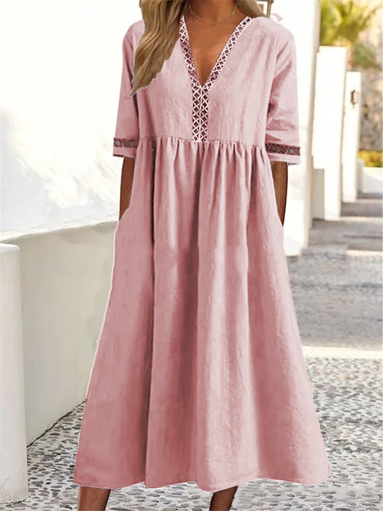 💝Lace V-neck Waist-slimming Dress