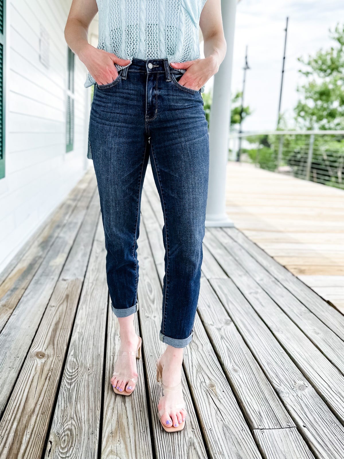 Tummy Control Cuffed Slim Fit Jeans(50% OFF)
