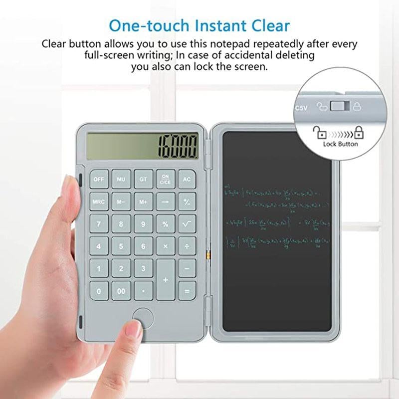 Calculator Notepad with 6.5 Inch LCD Writing Tablet