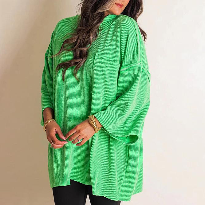 2024 New Oversize High-neck Urban Ribbed Top for Women