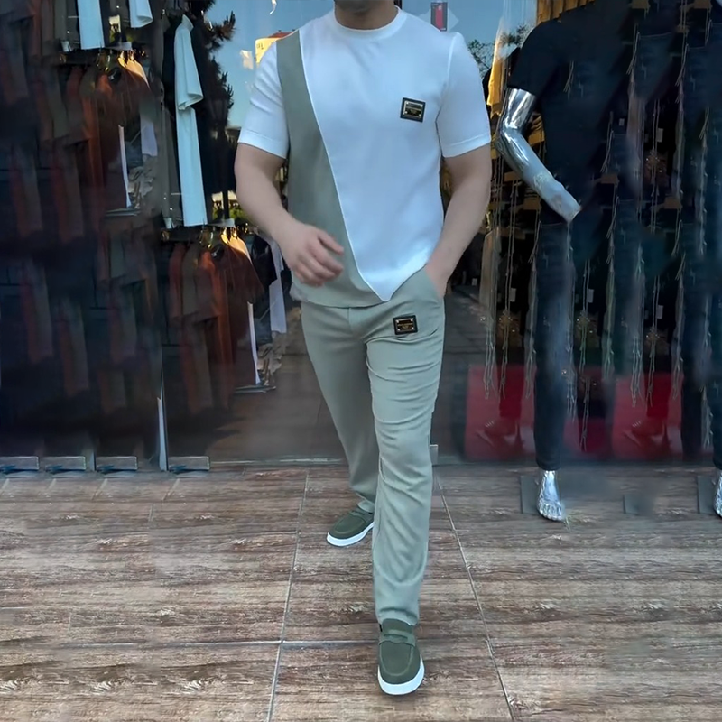 ๐ฅ Trending This Summer! ๐โโ๏ธ Men's Casual Crew Neck Top and Pants Set