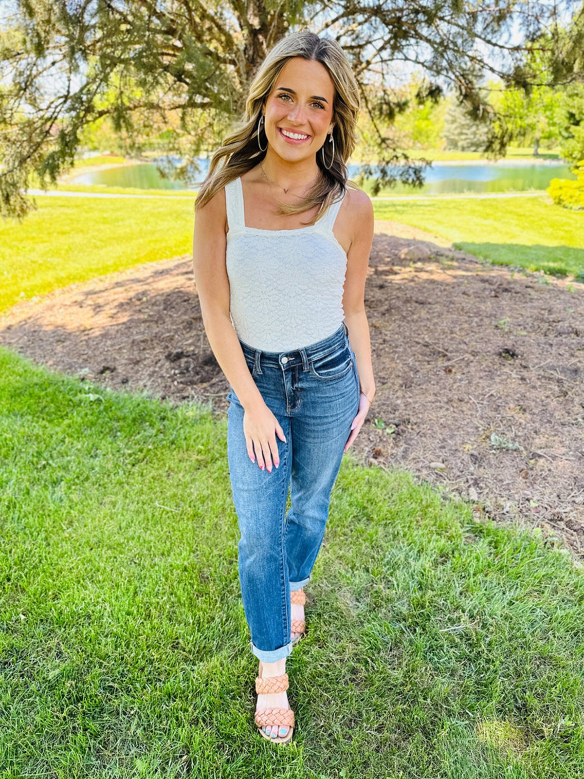 Tummy Control Cuffed Slim Fit Jeans(50% OFF)