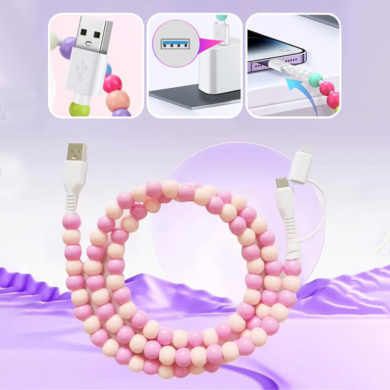 🔥2-In-1 USB To Type-C & Lighting Beaded Charger Cord