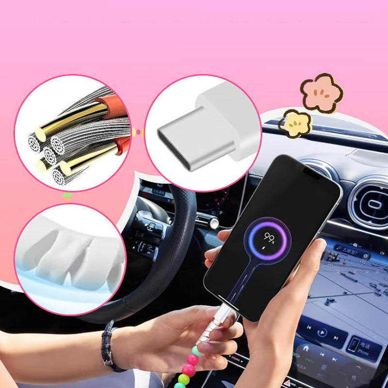 🔥2-In-1 USB To Type-C & Lighting Beaded Charger Cord