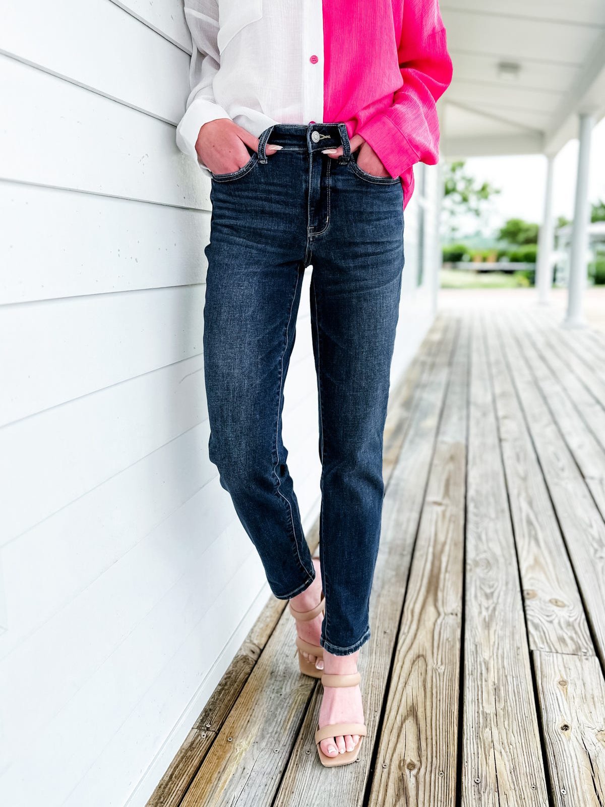 Tummy Control Cuffed Slim Fit Jeans(50% OFF)