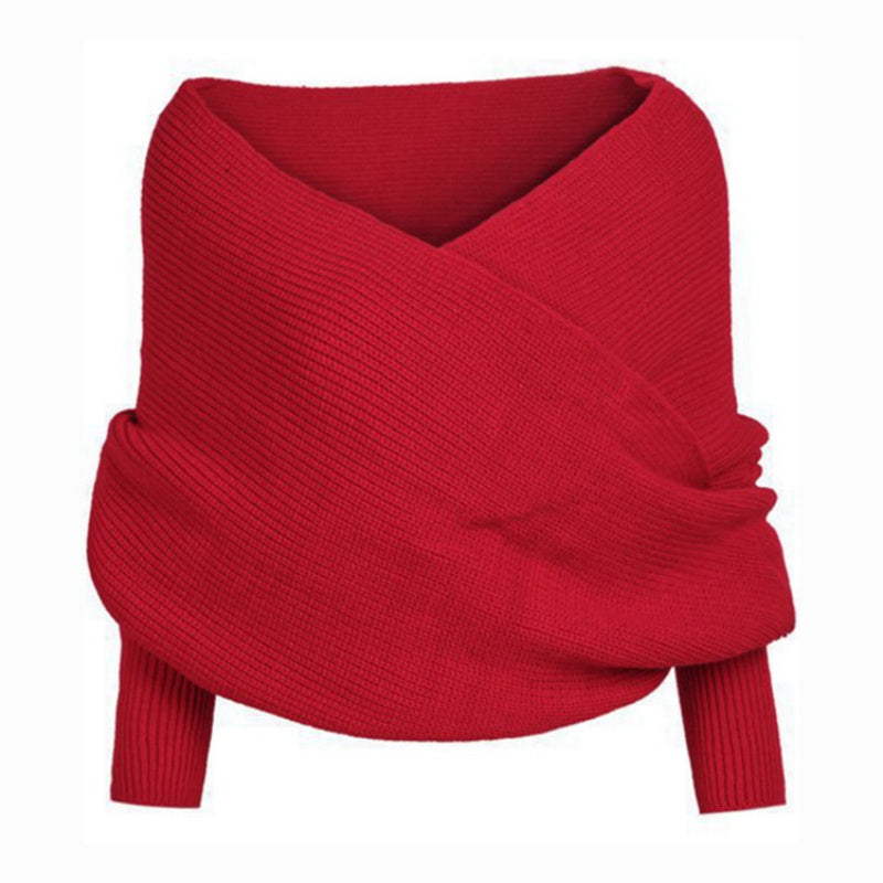 ✨New Arrival✨Women's Solid Knitted Sweater Scarf with Sleeves