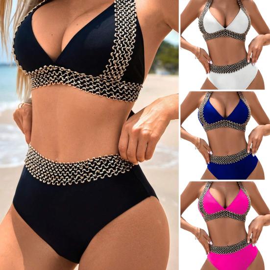 đ„Sexy V-neck Women's Holiday Swimsuit With Wavy Pattern