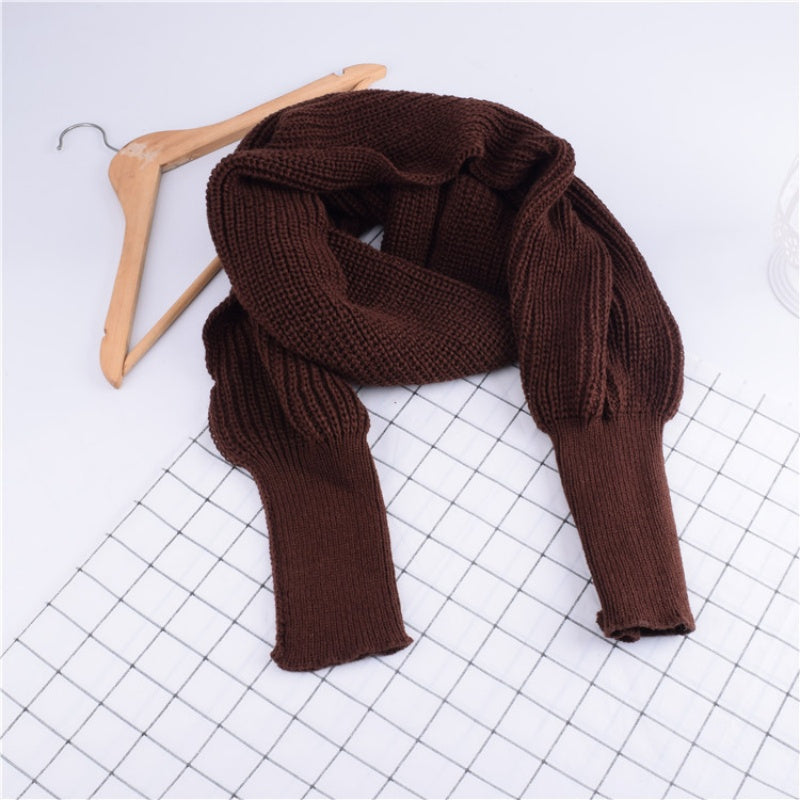 ✨New Arrival✨Women's Solid Knitted Sweater Scarf with Sleeves