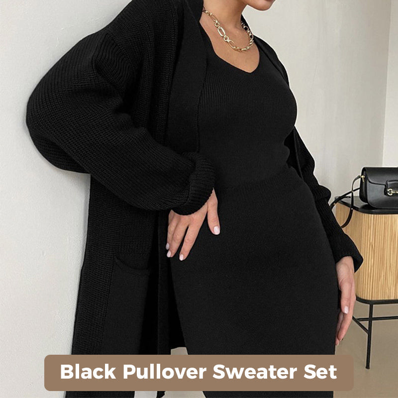 Women's Casual Knit Cardigan Sweater & High Waist Skirt 2-Piece Set