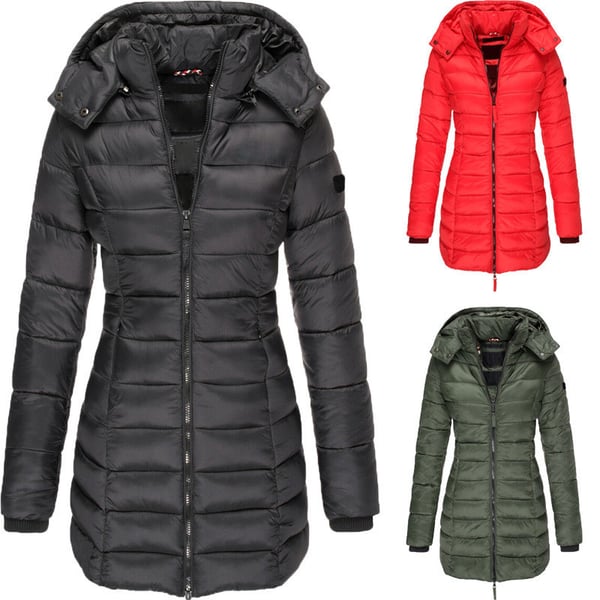 ๐ฅ Winter Women's Mid-length Padded Jacket Warm Solid Color Hooded Jacket