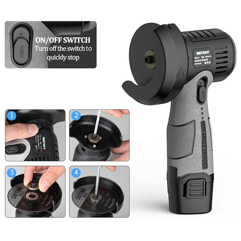 🧰12V Mini Angle Grinder with Cutting Disc