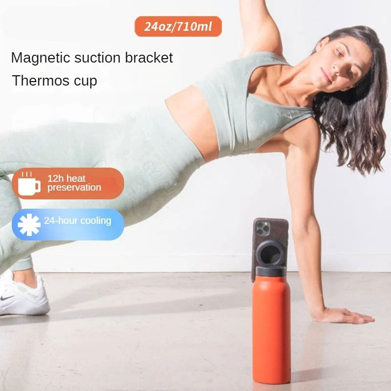 2-in-1 Magnetic Phone Holder Thermos Cup