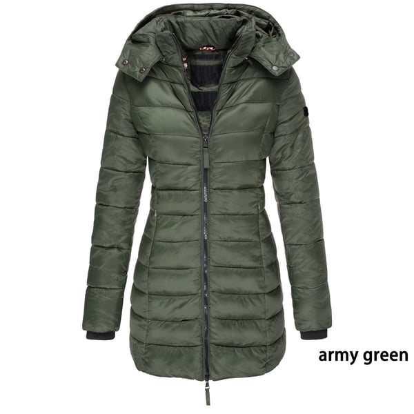 ๐ฅ Winter Women's Mid-length Padded Jacket Warm Solid Color Hooded Jacket