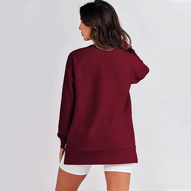 Loose-Fitting Long-Sleeved Sweatshirt with Side Zippers