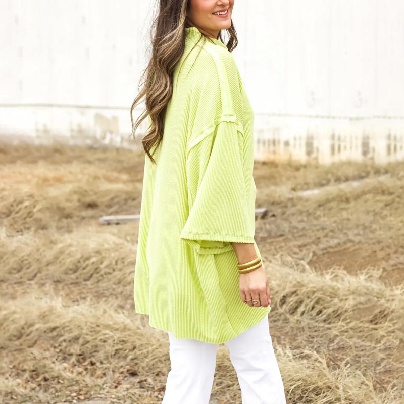 2024 New Oversize High-neck Urban Ribbed Top for Women