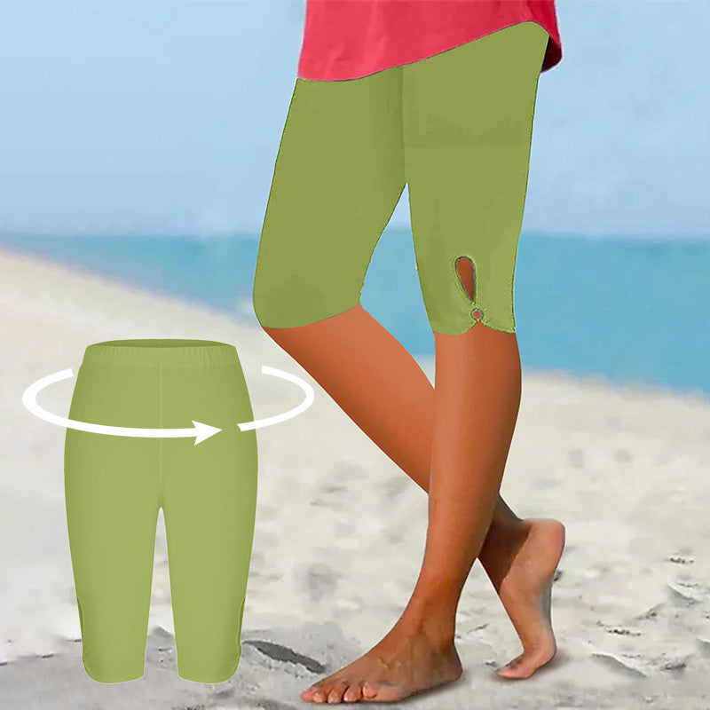 Tummy Control Knee Length Capri Leggings for Women