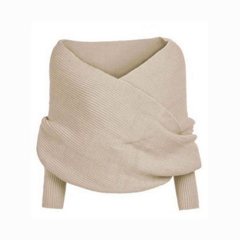 ✨New Arrival✨Women's Solid Knitted Sweater Scarf with Sleeves
