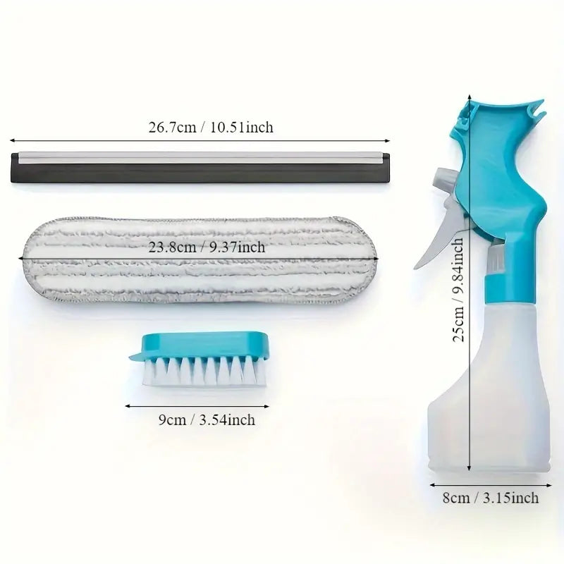 4 in 1 Multi-Function Glass Cleaner - Wiper Squeegee Brush And Sprayer In One Unit!