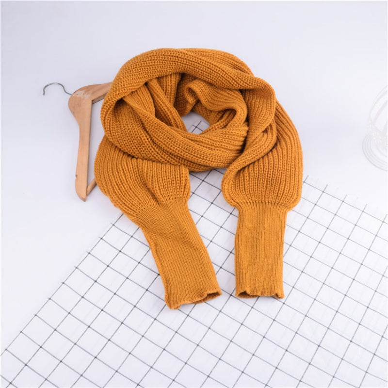 ✨New Arrival✨Women's Solid Knitted Sweater Scarf with Sleeves