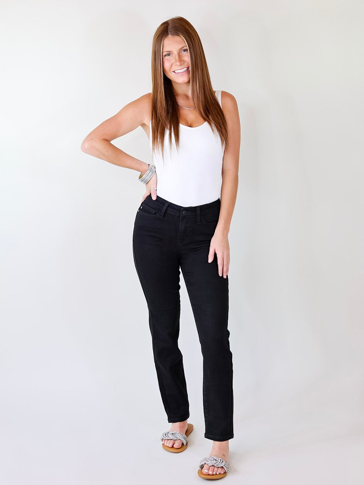 Tummy Control Cuffed Slim Fit Jeans(50% OFF)
