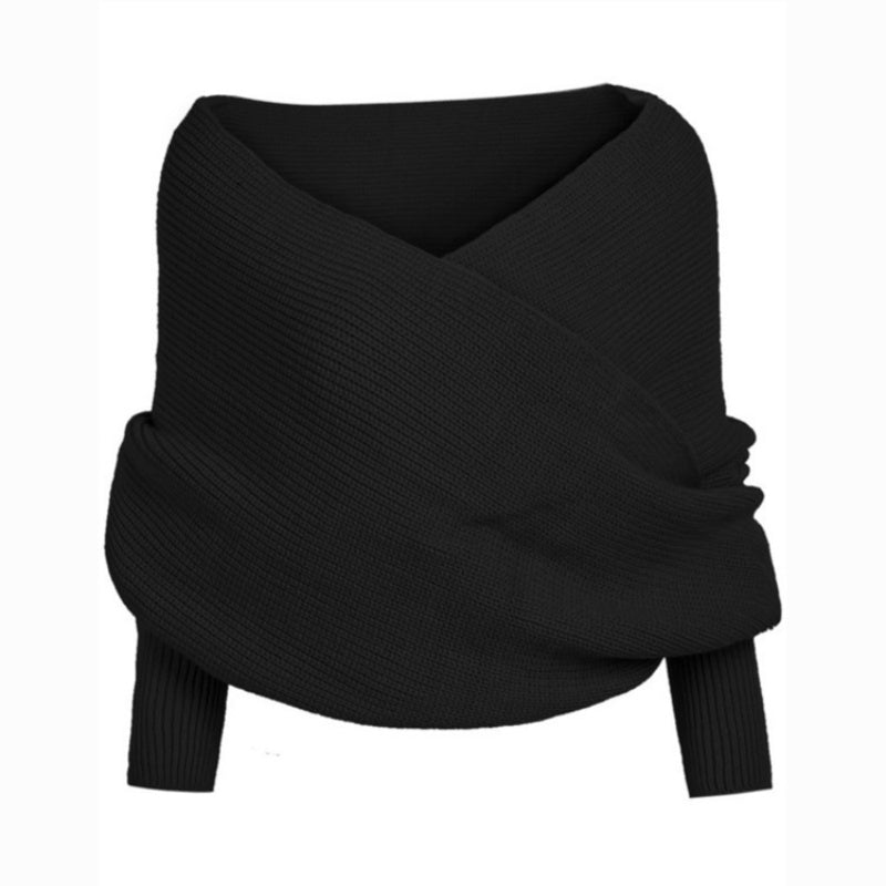 ✨New Arrival✨Women's Solid Knitted Sweater Scarf with Sleeves