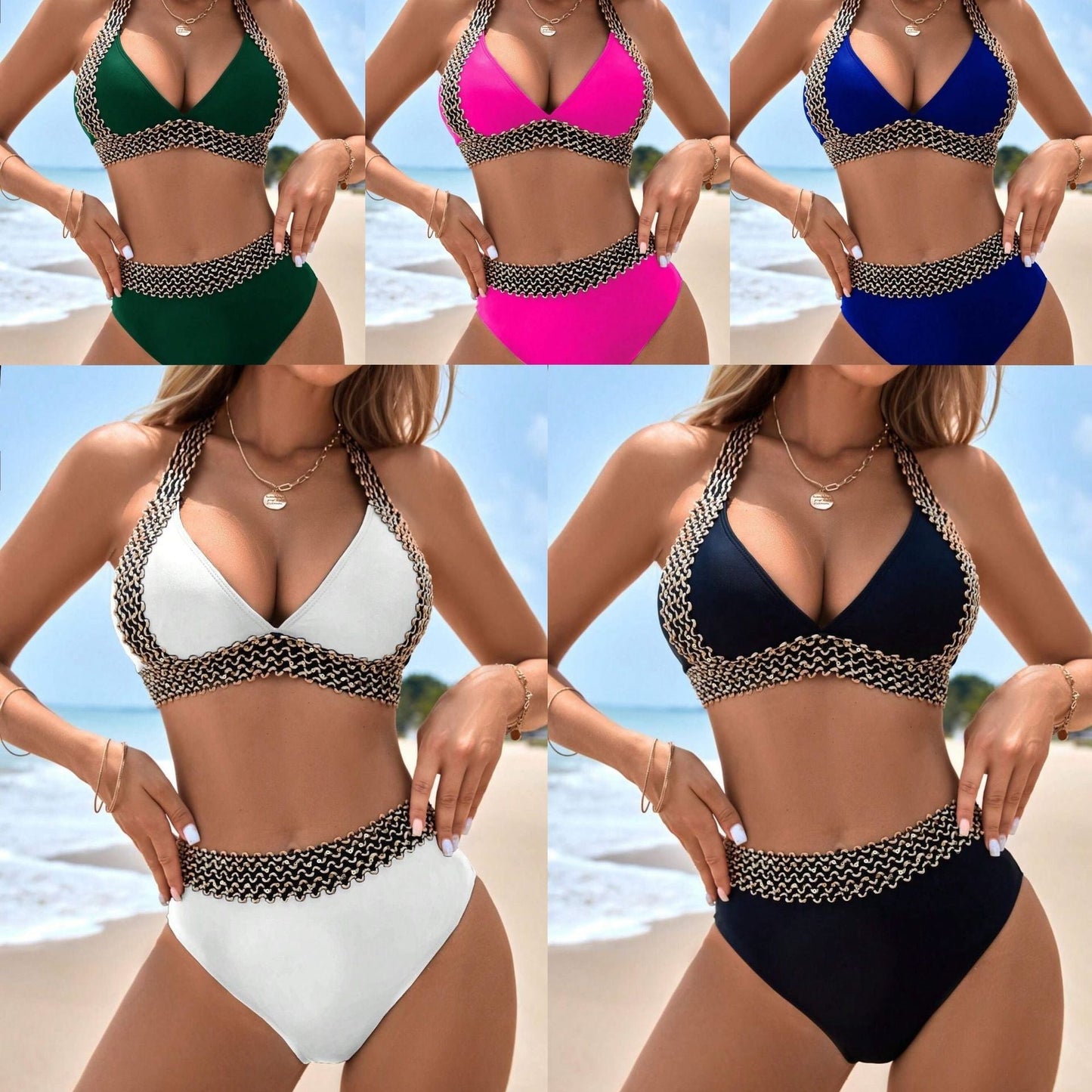 đ„Sexy V-neck Women's Holiday Swimsuit With Wavy Pattern