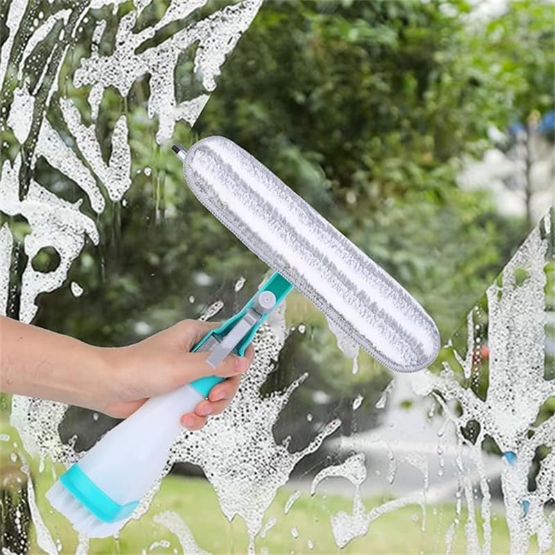 4 in 1 Multi-Function Glass Cleaner - Wiper Squeegee Brush And Sprayer In One Unit!