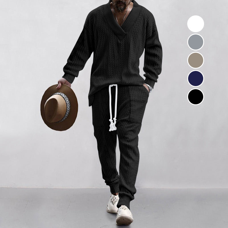 💥Men's 2-Piece V-Neck Baggy Sweatshirt & Joggers Set