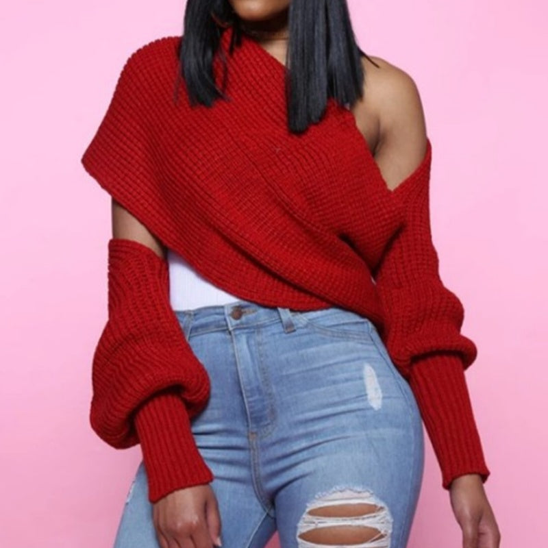 ✨New Arrival✨Women's Solid Knitted Sweater Scarf with Sleeves