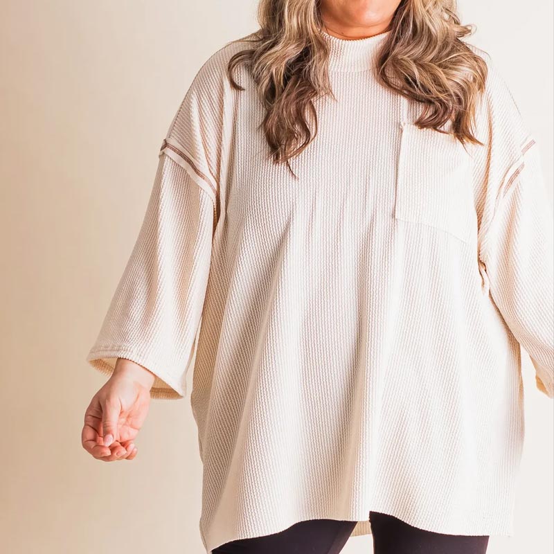 2024 New Oversize High-neck Urban Ribbed Top for Women