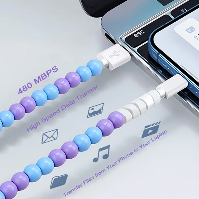 🔥2-In-1 USB To Type-C & Lighting Beaded Charger Cord