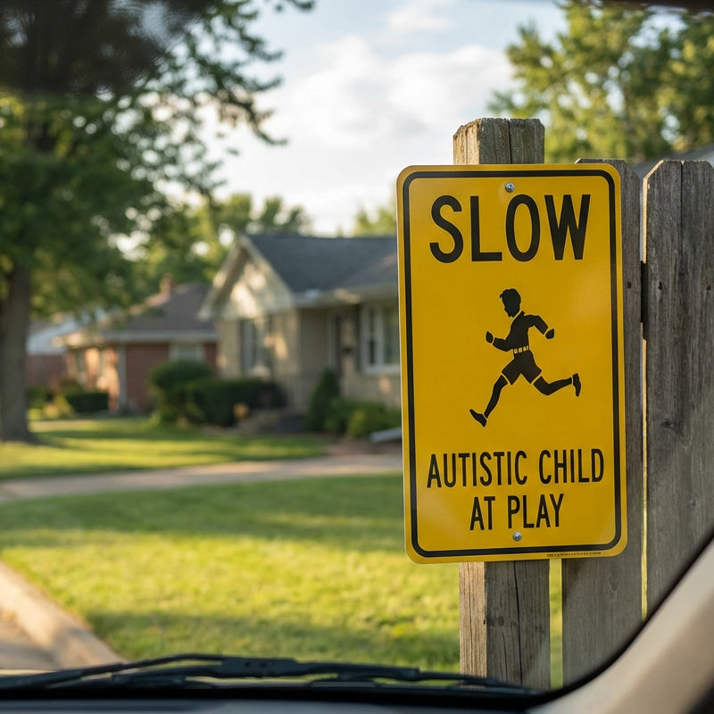 Slow Autistic Child At Play Warning Sign
