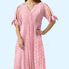 💃Women's Elegant V-Neck Hollow-Out Solid Dress