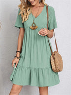 💃Loose Casual Tie Waist Flowy Dress👚