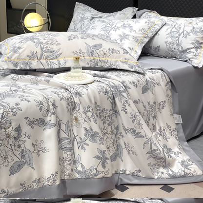 Cooling Breathable Floral Bed Sheet 4-Piece Set