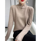 Winter Half Turtleneck Retro Buckle Pullover Knitted Sweater