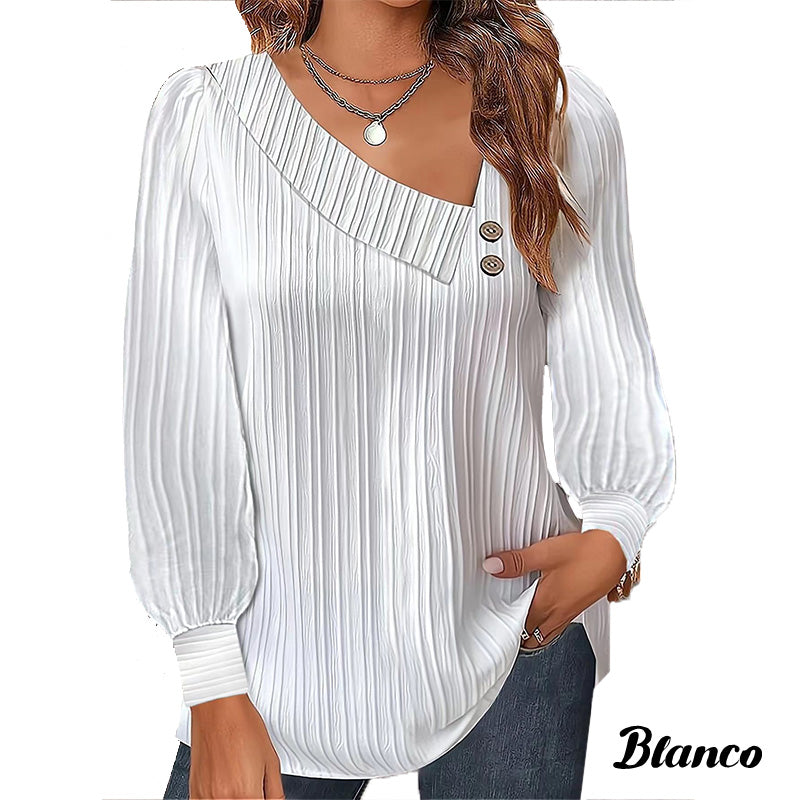 Solid Color Raglan Neck Pleated Long Sleeve Women's Top