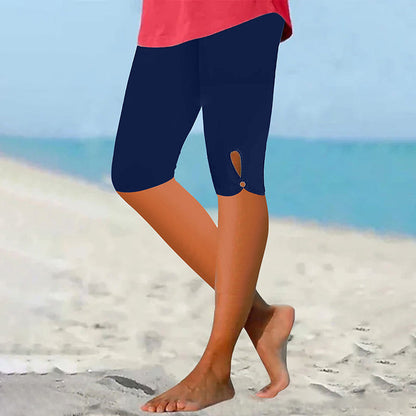 Tummy Control Knee Length Capri Leggings for Women