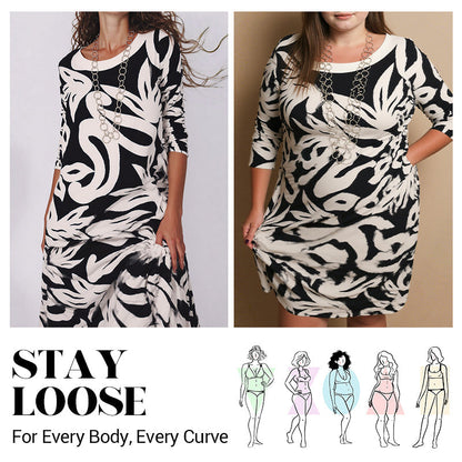 Elegant Printed Dress for Women – Stylish & Comfortable Fit👗Women’s Elegant Loose Round-Neck Printed Dress