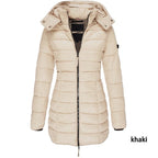 🔥 Winter Women's Mid-length Padded Jacket Warm Solid Color Hooded Jacket