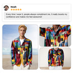Rainbow Plaid Retro Lapel Shirt with Pockets