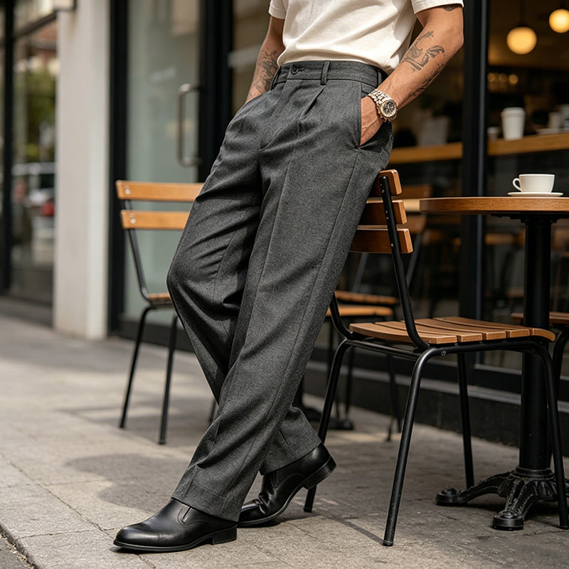🥳Men's Casual Wide-Leg Pants – Breezy pleated front, easy pull-on style👖