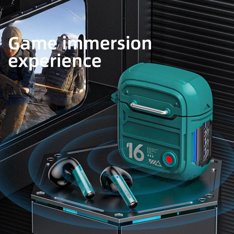 In-Ear Bluetooth Headphones with Mecha style Case