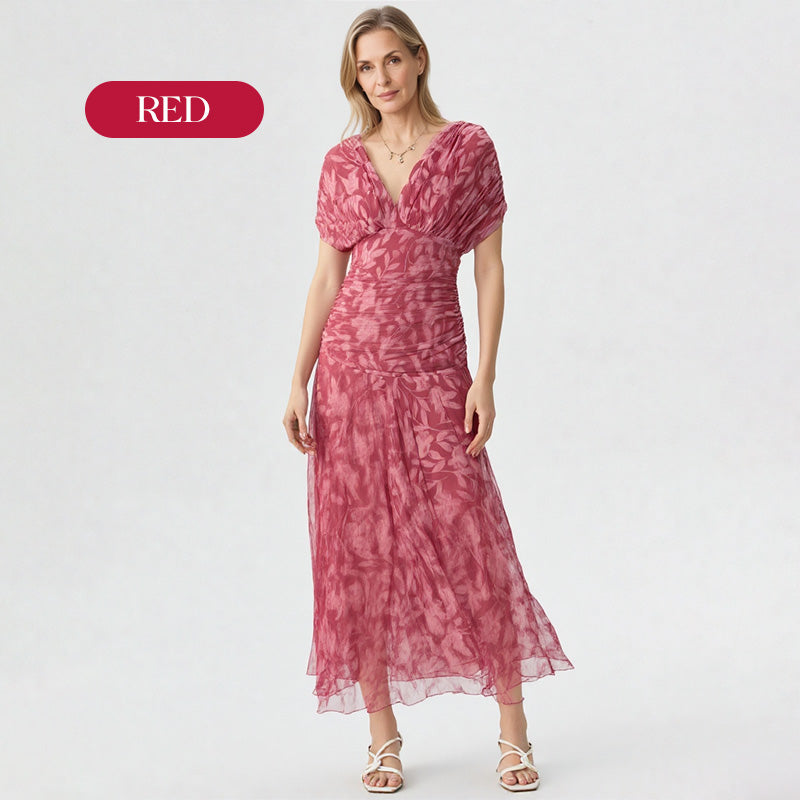 💖 Women's Off-the-Shoulder V-Neck Printed Dress