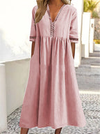 💝Lace V-neck Waist-slimming Dress