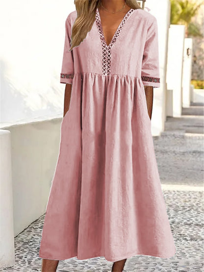 💝Lace V-neck Waist-slimming Dress