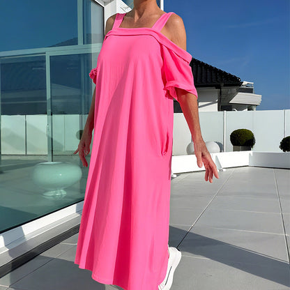 🏖️Summer Specials💃Women's Cold Shoulder Casual Maxi Dress