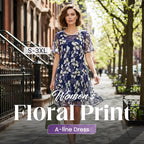 🌸Women's Floral A-Line Party Dress – Double-Layer Chiffon, Elegant Print & Knee-Length Fit 👗
