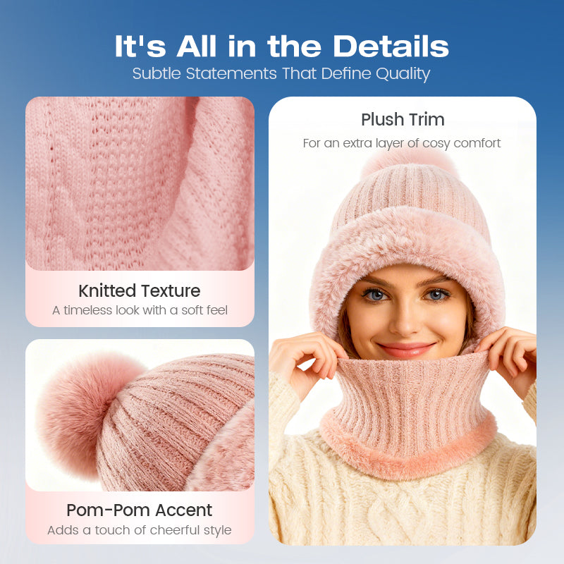 Women's Winter One-Piece Knitted Beanie Scarf Mask
